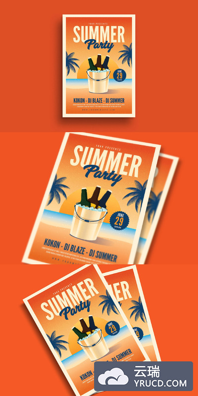 夏日啤酒主题派对活动海报模板 Summer Beer Party Event Flyer