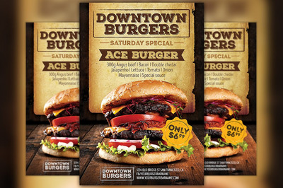 汉堡特别宣传单模板 Hamburger Special Flyer Template