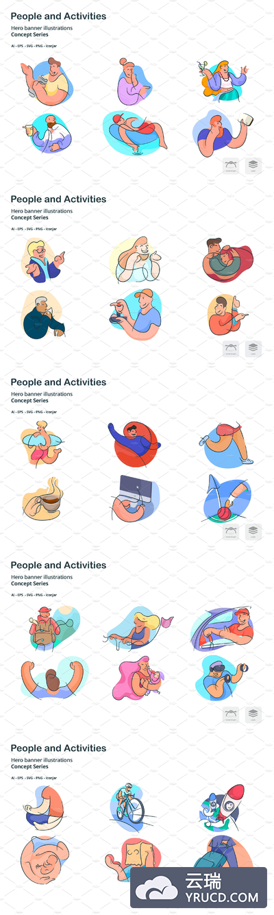 人物涂鸦线条图标 People Doodle Line Icons