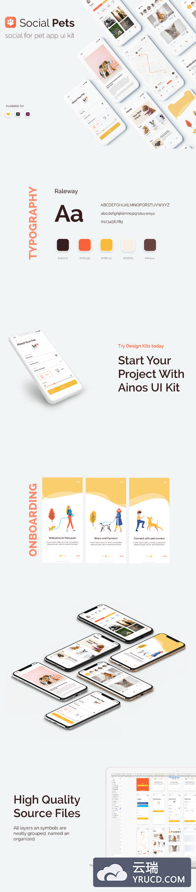 宠物社交多功能 APP UI KIT 套装下载 iOS Ui ui界面 app设计[Sketch,Fig,XD]