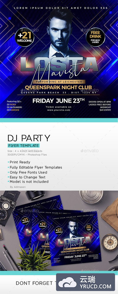 DJ音乐狂欢派对传单设计模板