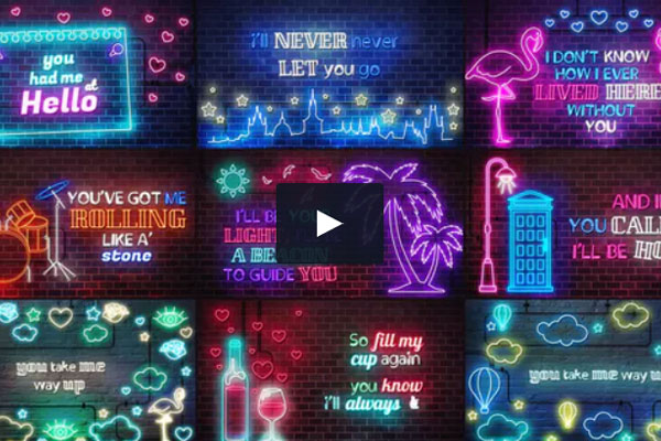 霓虹灯动画歌词视频AE模板