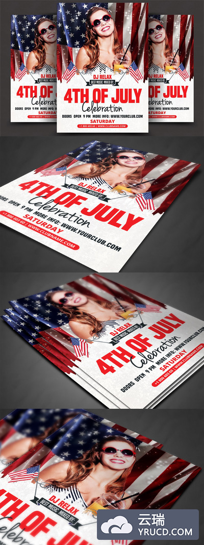 美国元素宣传海报模板 4th of July Flyer