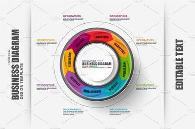 商业卡片信息图表ppt素材 Business Circle Diagram Infographic