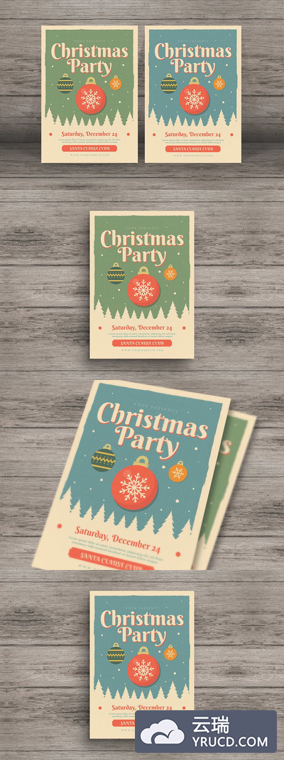 复古圣诞活动宣传单模板 Retro Christmas Event Flyer