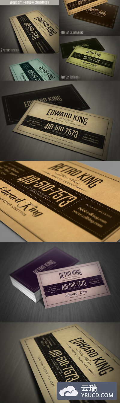 复古商业名片模板 Retro Business Card Template 06