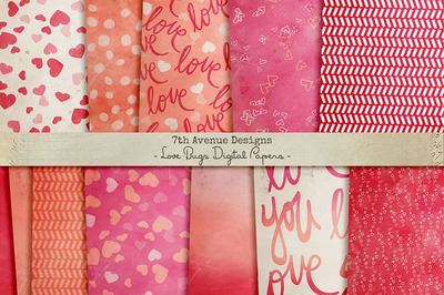 爱心图形背景纹理 Love Bugs Digital Papers