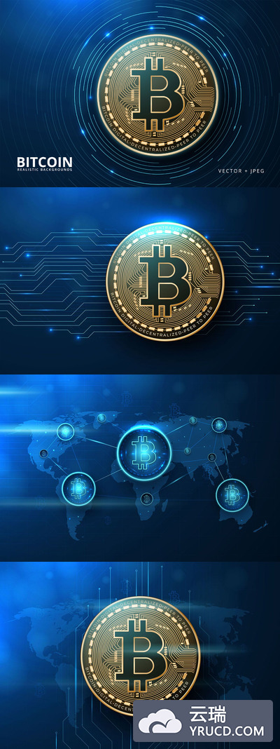 比特币区块链元素的背景矢量素材[AI]