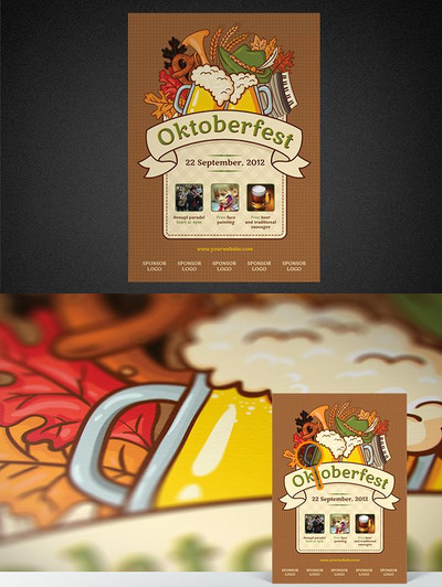 啤酒节海报设计模板 Oktoberfest Poster Template