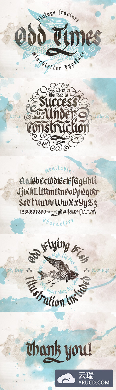 复古手写艺术英文字体 Odd times gothic font with graphics