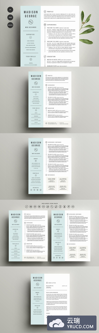 清新专业简历模板 Resume & Cover Letter Template