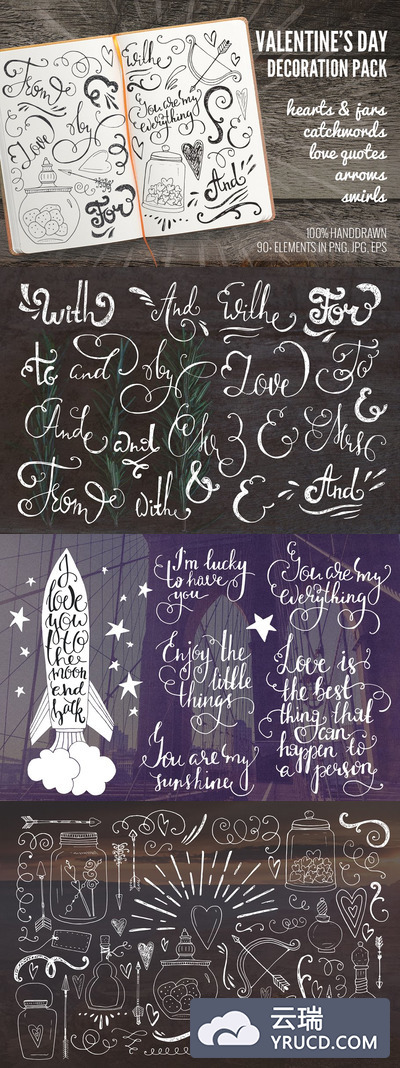 浪漫手绘元素插画 Romantic Swirls&Curles Pack