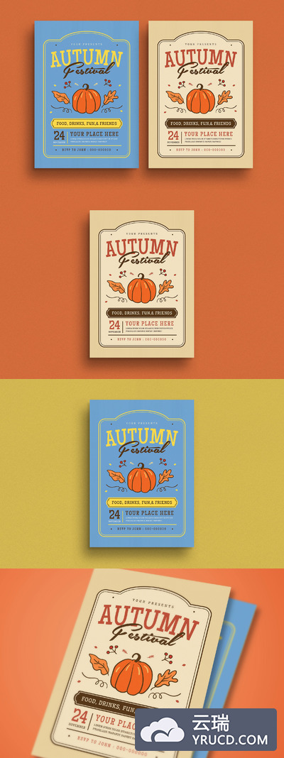 秋季元素海报设计模板 Fall Festival Flyer
