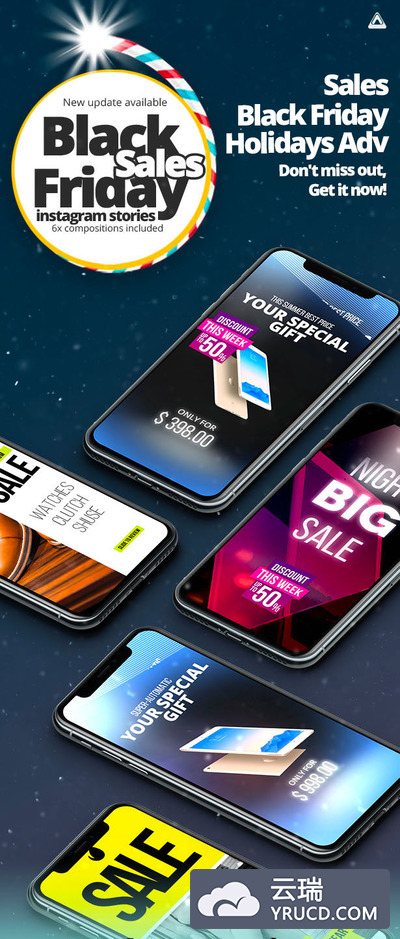 酷炫的手机品牌电商电脑等产品节日促销视频广告模板下载[AEP ae视频 ae片头模板 ae企业宣传片 圣诞节 新年]