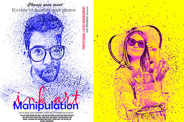 混合水墨水彩艺术ps动作下载