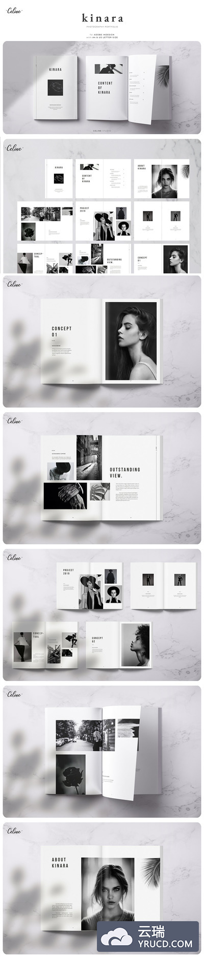 KINARA时尚摄影作品集图册设计模板 画册模板
