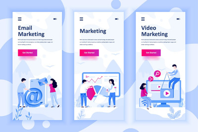 简约时尚多用途扁平化风格Instagram故事入门屏幕移动应用程序着陆页插画banner海报设计模板-1