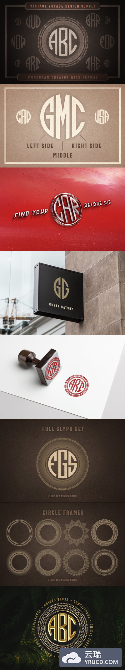 复古圆形字体 Circle Monogram Creator