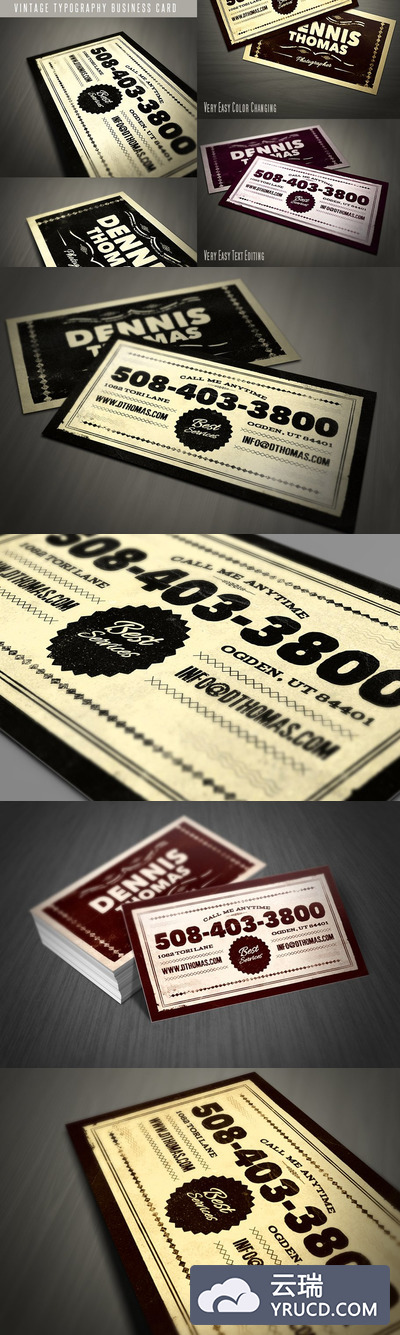 经典商业名片模板 Retro Business Card Template 04
