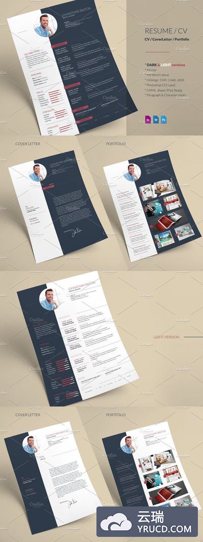 商业风格个人简历设计模板 Resume CV