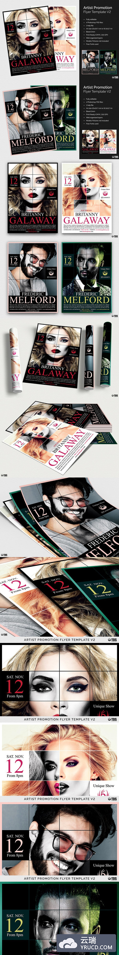 艺术人物促销海报设计 Artist Promotion Flyer PSD V2