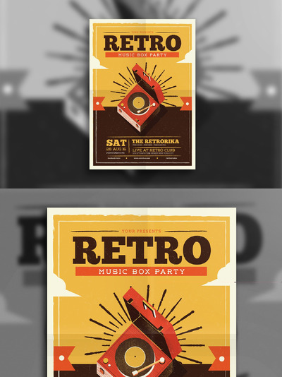 经典音乐海报设计 Retro Box Flyer
