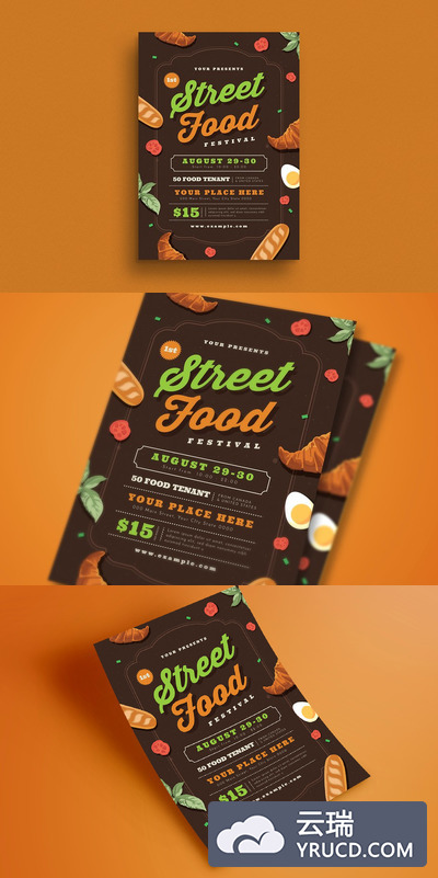 美食节海报设计模板 Street Food Festival Flyer