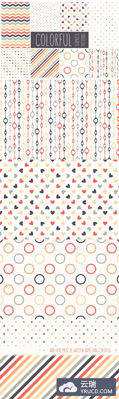 彩色多边形无缝图案背景纹理 Colorful Seamless Patterns Set