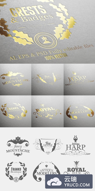 logo素材模板 Crests Badges & Labels Vol.2