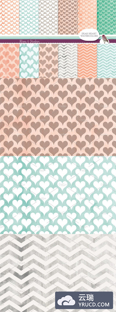 爱心图案背景纹理 Dear Heart Digital Scrapbook Pages