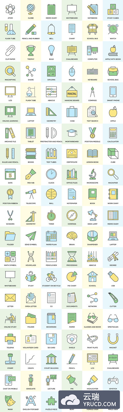 100+学校和教育图标大全 100+ School and Education Icon Set