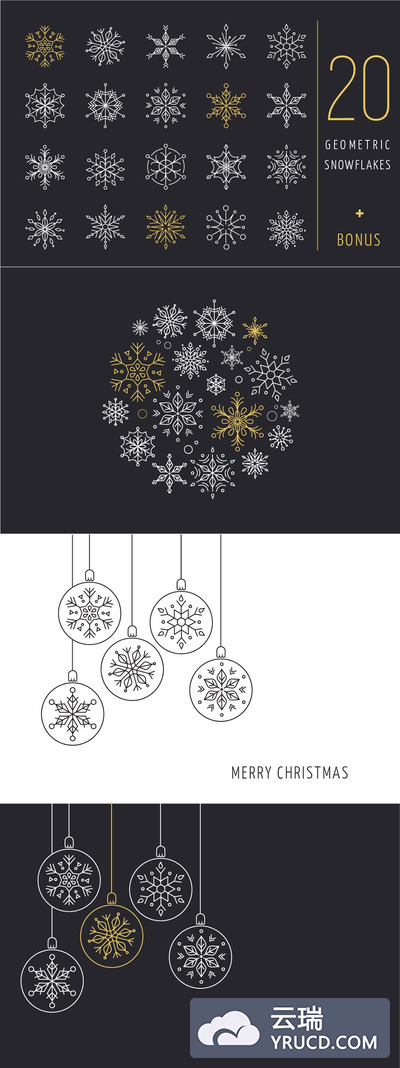 20个几何雪花图标素材 20 geometric snowflakes icons set