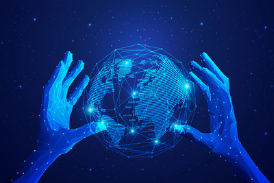 双手地球矢量科技背景素材下载[EPS]