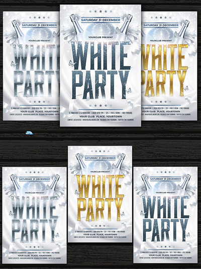 冬季新年海报设计模板 White Party Flyer