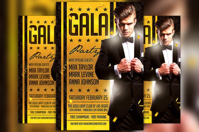 人物晚会传单模板 Gala Night Party Flyer Template
