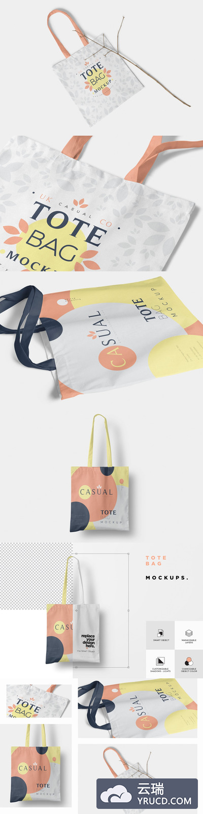 时尚布艺手提包/手提袋样机模板