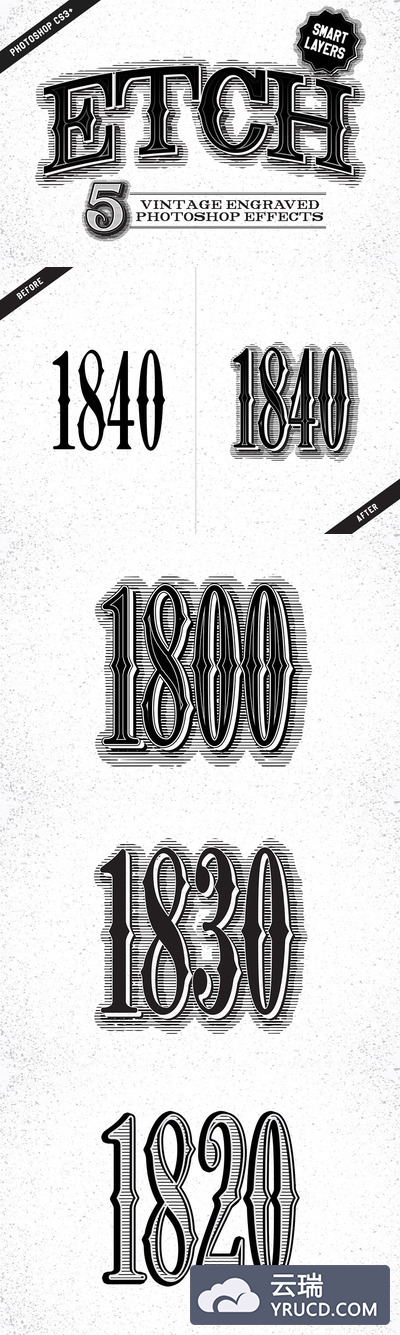 经典的Photoshop图层样式 Etch Vintage Photoshop Effects