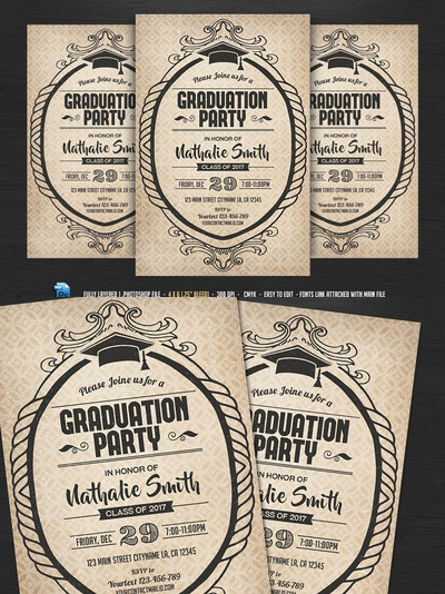 毕业晚会宣传单模板 Graduation Party Flyer Template