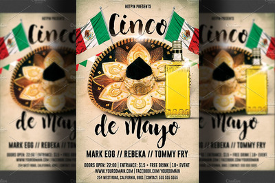 墨西哥元素海报设计 Cinco De Mayo Party Flyer Template