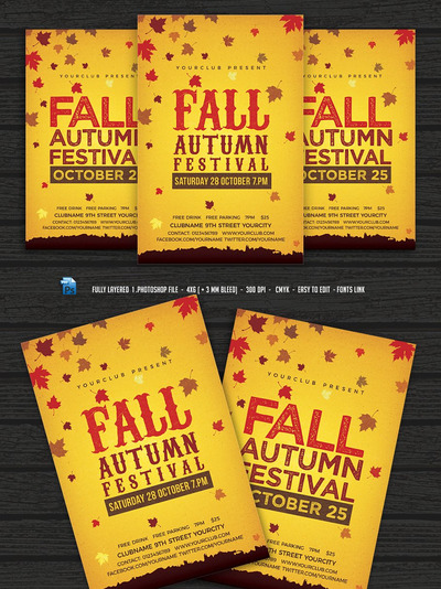 秋季节日海报设计 Fall Autumn Festival Flyer