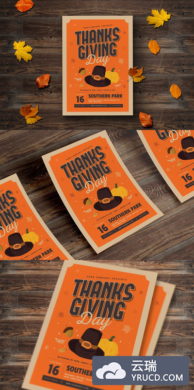 感恩节海报设计模板 Thanks Giving Flyer