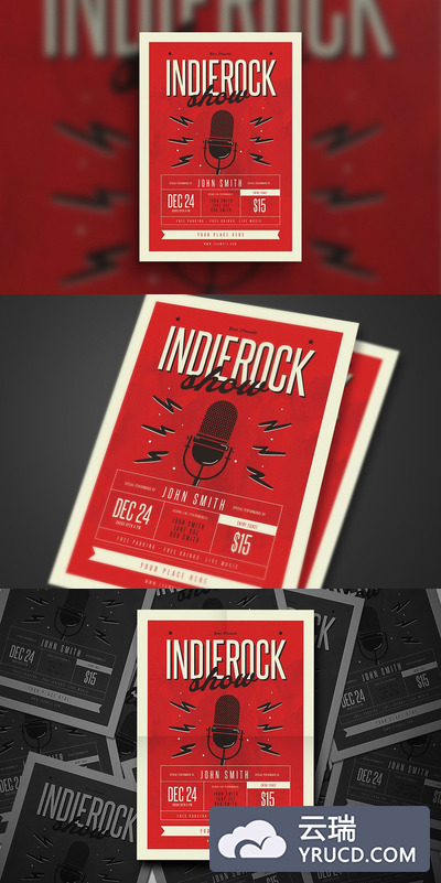 经典事件海报背景 Indierock Event Flyer