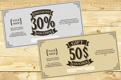 复古礼品卡优惠券模板 Vintage Gift Card Voucher Template