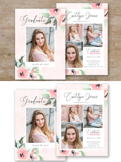 花卉照片装饰模板 Senior Graduation Announcement