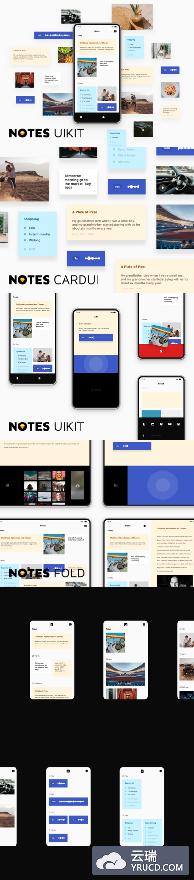 安卓Android规范的记事本概念APP UI套装 app设计 Material Design[Sketch]