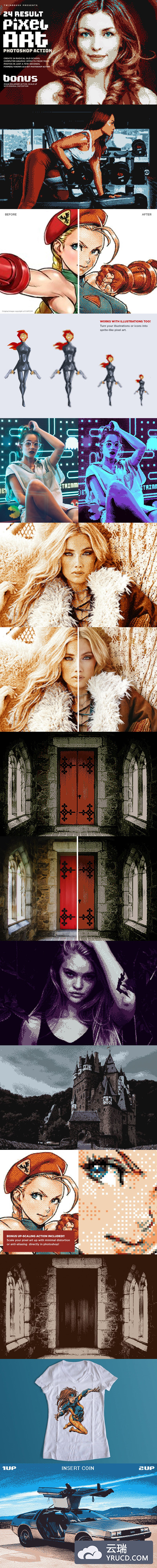 神奇的时尚高端多用途的漫画游戏机FC红白机街机像素风格艺术photoshop动作预设