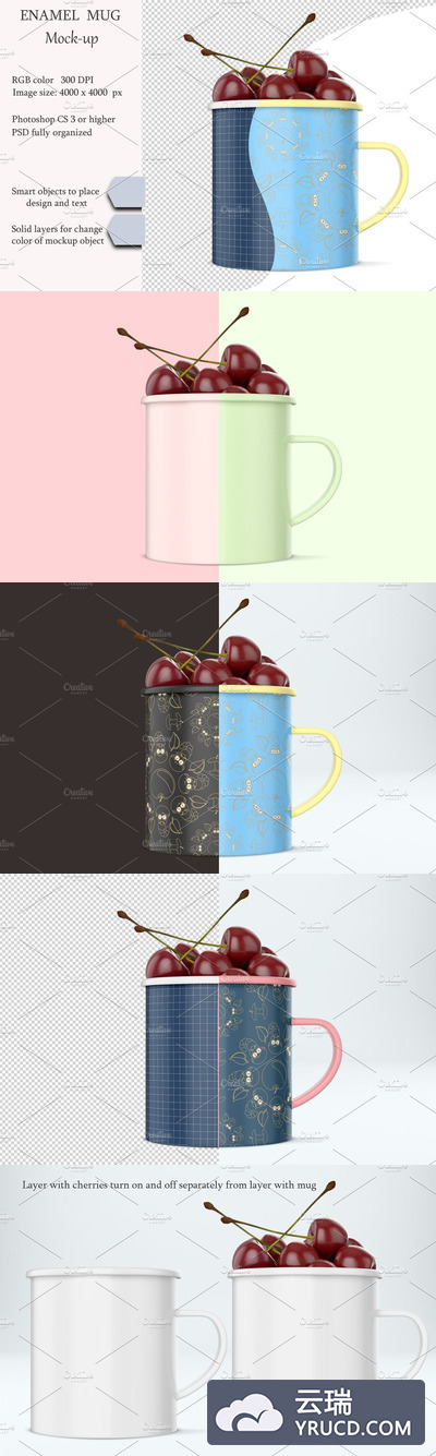 搪瓷杯子外观设计样机[PSD]