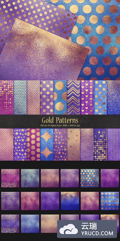 金色图案和金属箔纸纹理素材