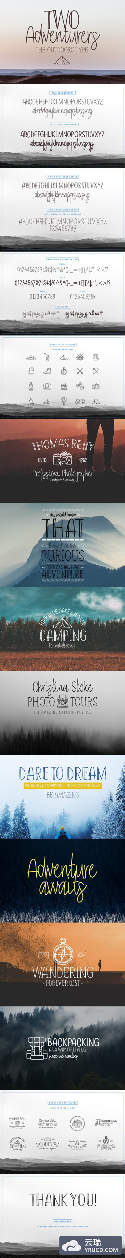 手写设计字体下载 Two Adventurers Font + Bonus