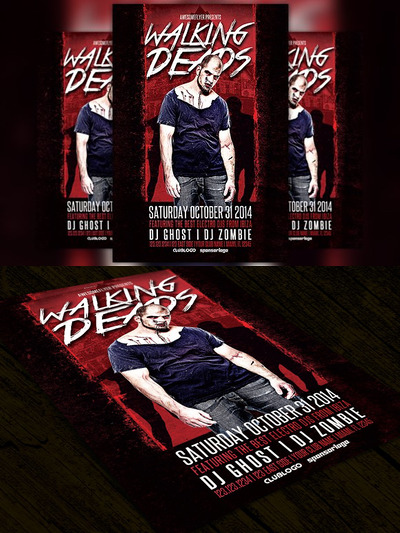 行尸走肉万圣节宣传单制作 Walking Deads Halloween Party Flyer